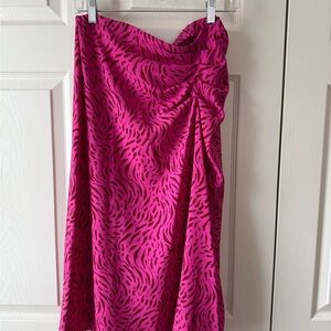 Nine West Fuchsia Animal-Print Midi Skirt